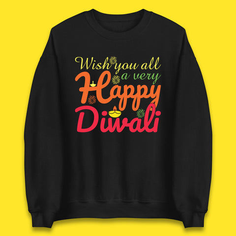 Wish You All A Very Happy Diwali Festival Of Lights Indian Diwali Holiday Celebration Unisex Sweatshirt