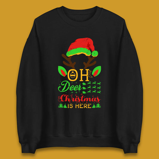 oh deer christmas is here sweatshirt