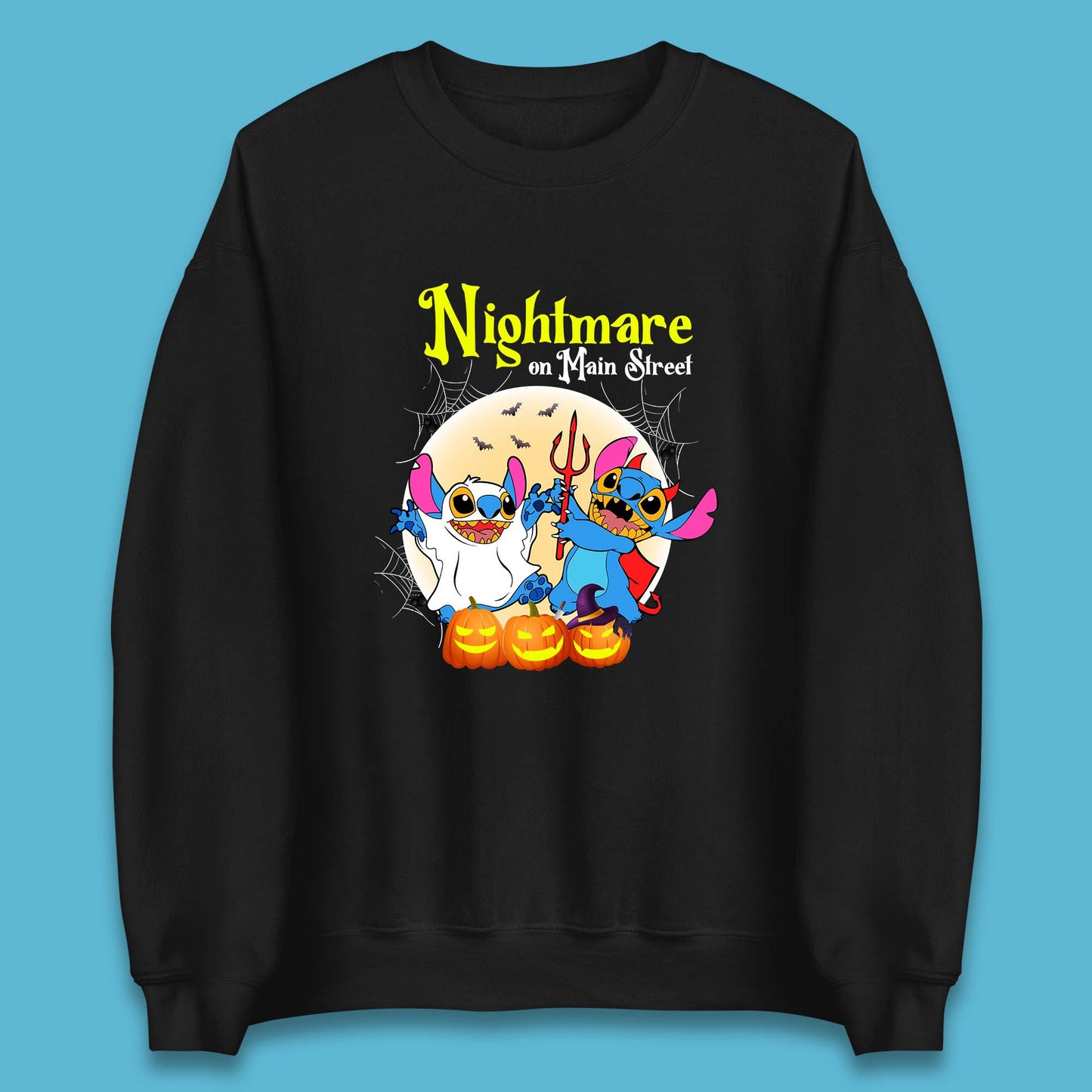 Nightmare On Main Street Vintage Stitch Halloween Devil Ghost Stitch Disney Halloween Lilo & Stitch Disney Trip Unisex Sweatshirt