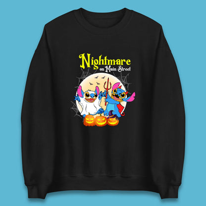 Nightmare On Main Street Vintage Stitch Halloween Devil Ghost Stitch Disney Halloween Lilo & Stitch Disney Trip Unisex Sweatshirt