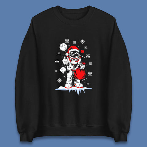 Astronaut Santa Funny Christmas Santa Claus Astronaut Delivering Gifts Xmas Space Lovers Unisex Sweatshirt