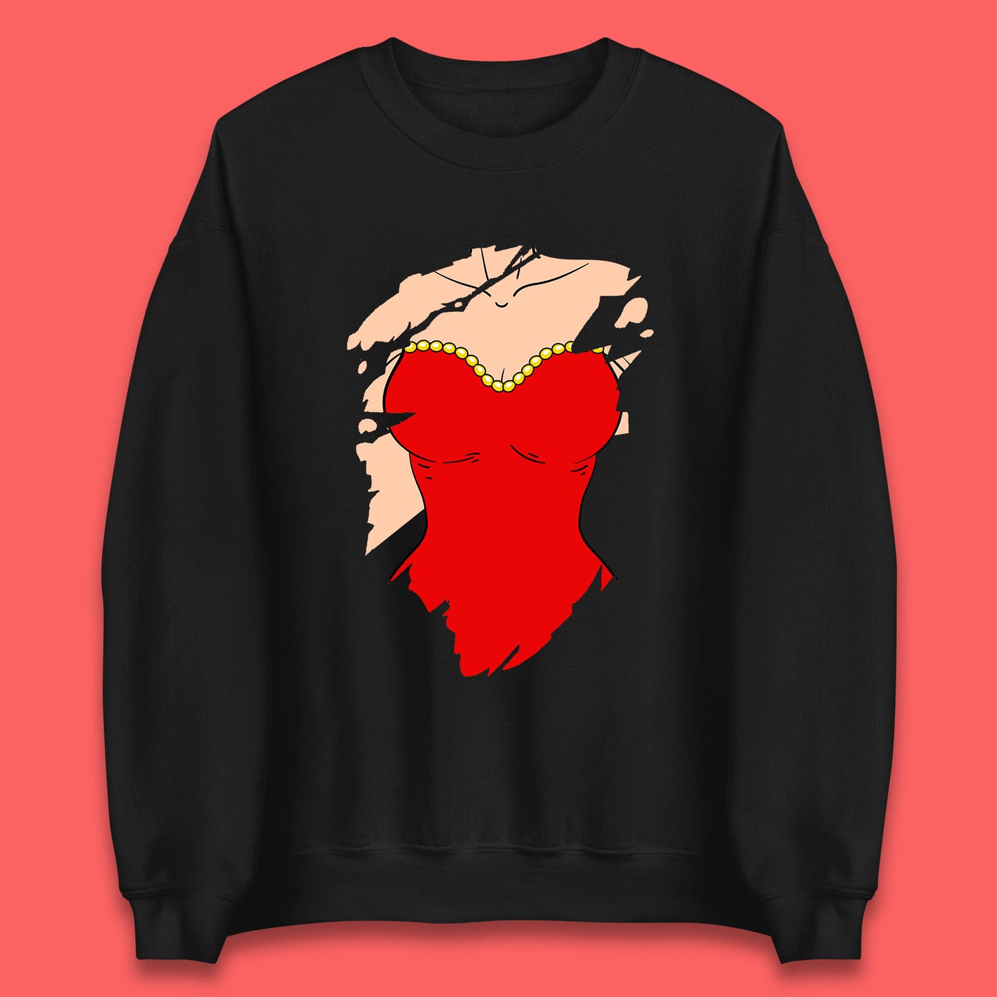 Beautiful Sexy Glamour Blonde Girl Stylish Trendy Dressing In Red Mini Dress Unisex Sweatshirt