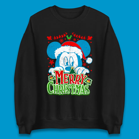 Merry Christmas Mickey Mouse Santa Hat Disney Vacation Xmas Holiday Disney Trip Unisex Sweatshirt