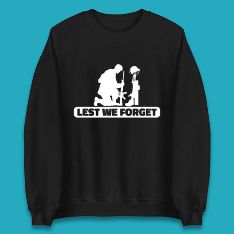 Lest We Forget Kneeling Soldier Remembrance Day British Armed Forces Day Unisex Sweatshirt