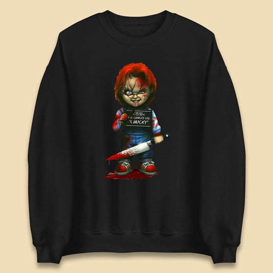 Chucky Mug Shot Chicago Police Dept Ray Charles Lee Chucky Halloween Horror Movie Unisex Sweatshirt