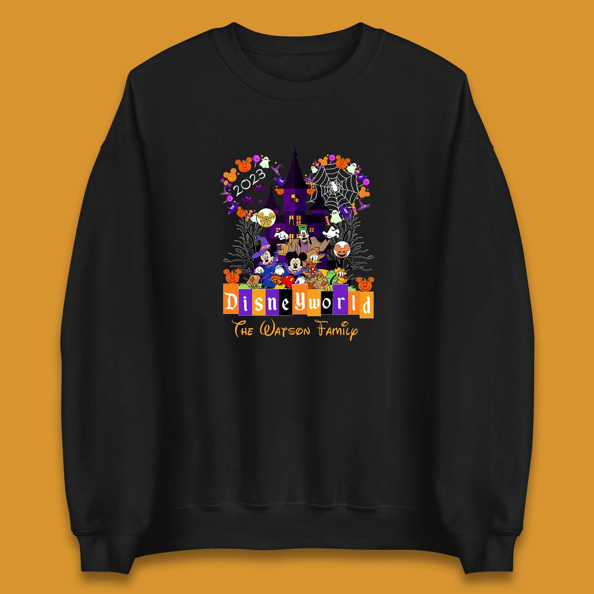 Personalised Disneyworld Halloween Family Disneyland Castle Mickey And Friends Disney Trip Unisex Sweatshirt