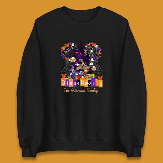 Personalised Disneyworld Halloween Family Disneyland Castle Mickey And Friends Disney Trip Unisex Sweatshirt