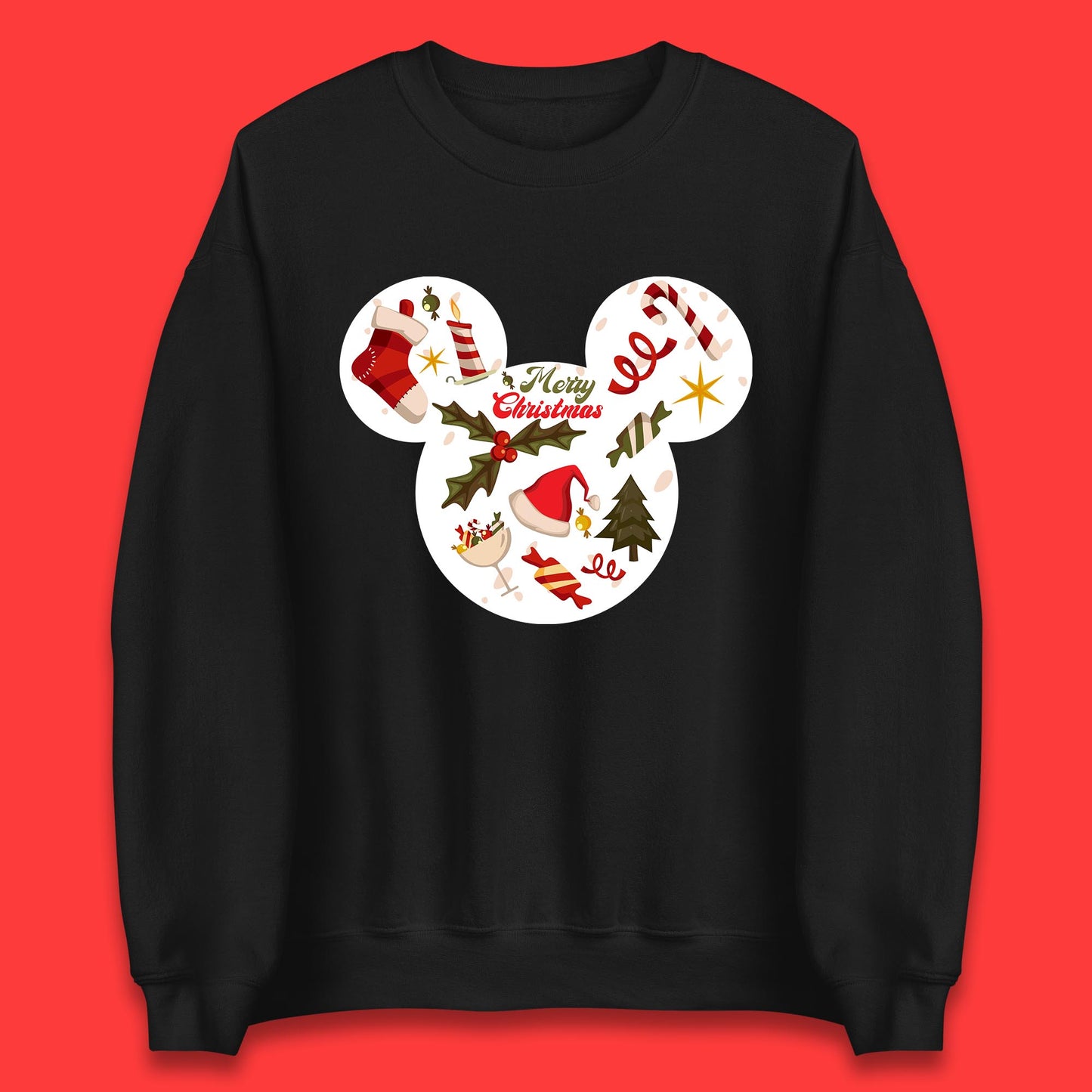 merry christmas disney mickey mouse head sweatshirt