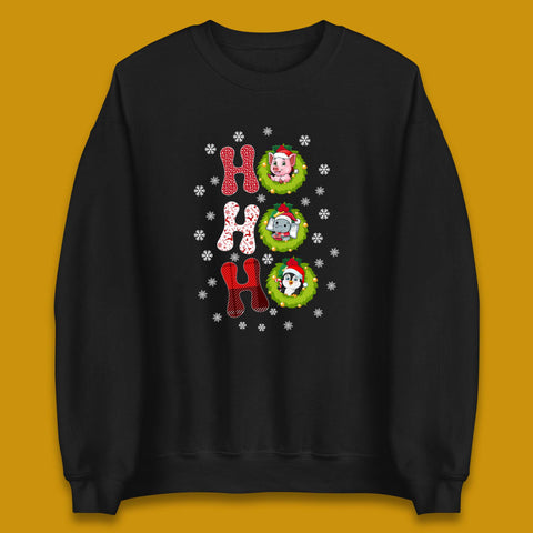Ho Ho Ho Christmas Animals Pig Elephant Penguin Xmas Holiday Season Unisex Sweatshirt
