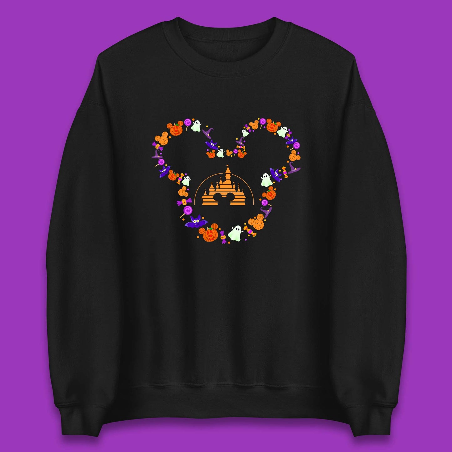 Disney Halloween Mickey Mouse Head Disney Castle Halloween Elements Horror Scary Unisex Sweatshirt