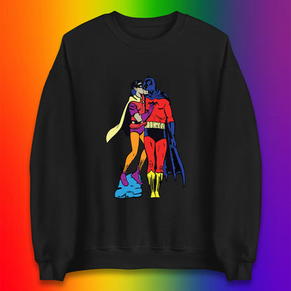 Batman X Robin Superhero Kiss Gay Pride LGBT Gay Bat Superheros Film DC Comics Unisex Sweatshirt
