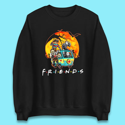 Friends Van Halloween Scooby Doo Mystery Machine Horror Movie Villians Characters Unisex Sweatshirt