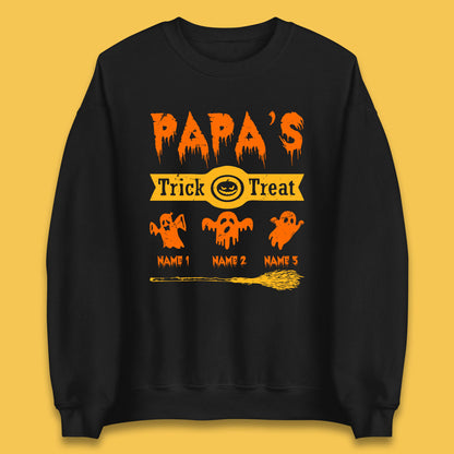 Personalised Papa's Trick Or Treat Halloween Custom Your Boo Ghost Children Names Scary Spooky Costume Unisex Sweatshirt