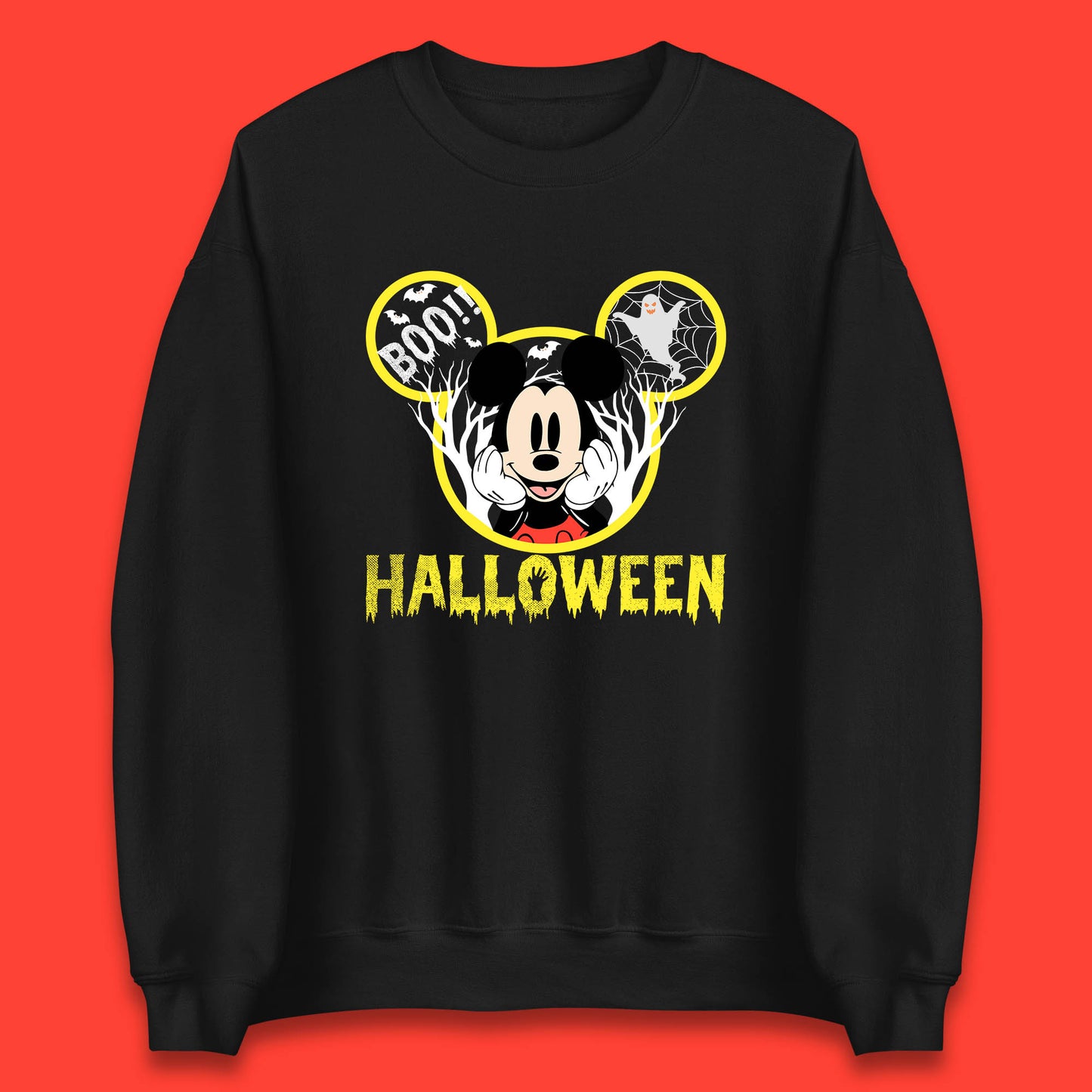 Disney Halloween Mickey Mouse Minnie Mouse Boo Ghost Horror Scary Disneyland Trip Unisex Sweatshirt