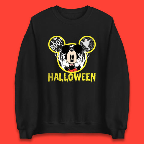 Disney Halloween Mickey Mouse Minnie Mouse Boo Ghost Horror Scary Disneyland Trip Unisex Sweatshirt