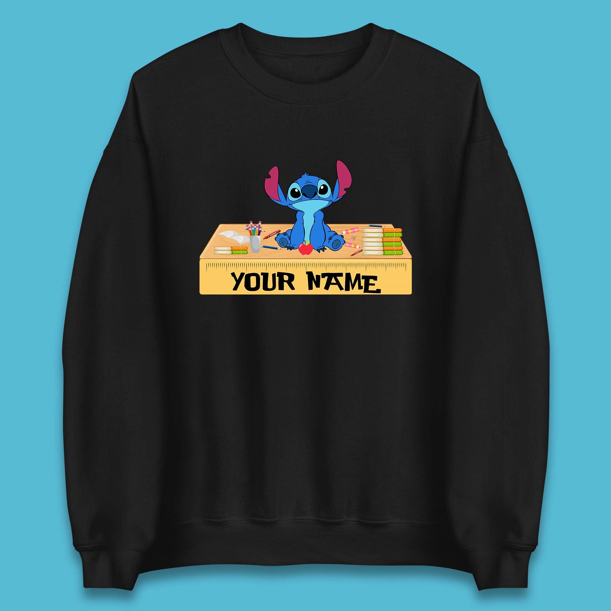 Personalised Disney Stitch Welcome Back To School Your Name Lilo & Stitch School First Day Of School Unisex Sweatshirt