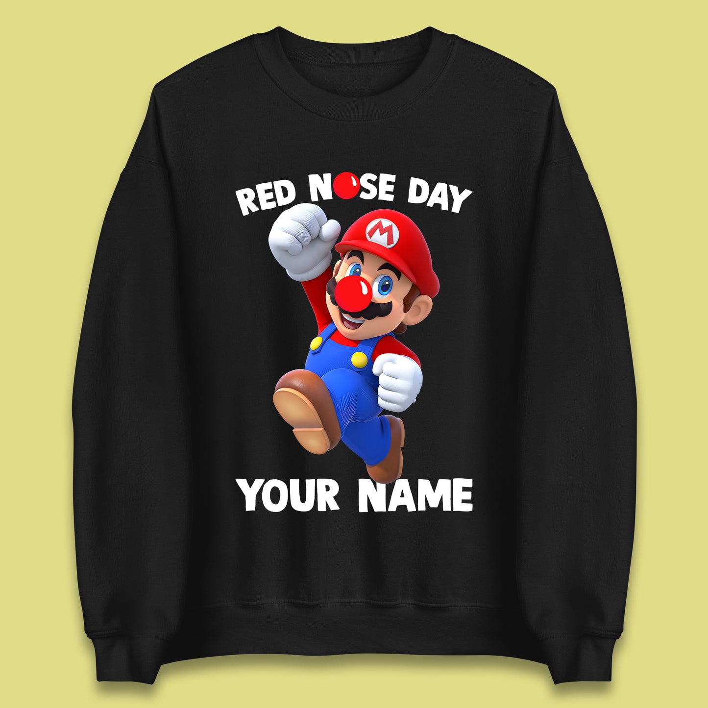 Personalised Super Mario Red Nose Day Unisex Sweatshirt