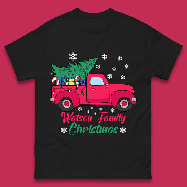 Personalised Family Christmas Red Truck With Christmas Tree To Delivery Christmas Gifts Xmas Mens Tee Top