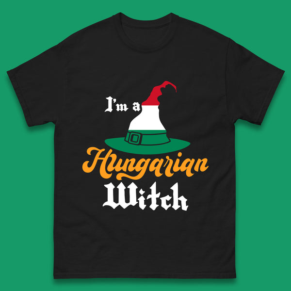 I'm A Hungarian Witch Halloween Witch Hat Hungarian Flag Mens Tee Top
