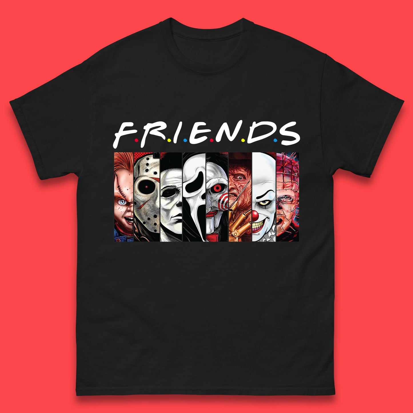 Halloween Friends Horror Movie Characters Killers Scary Friends Mens Tee Top