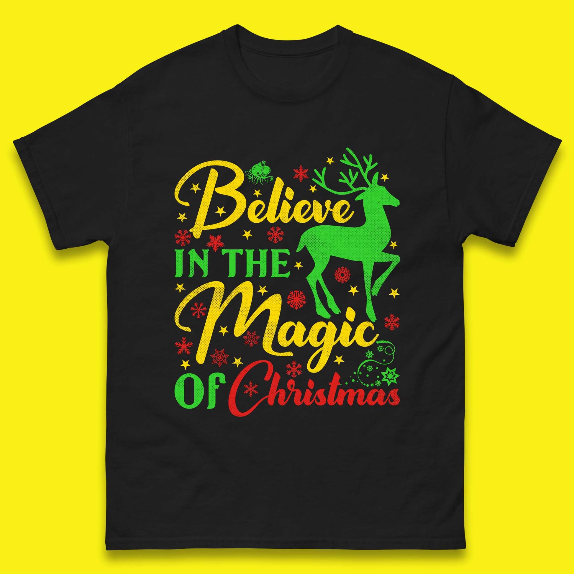 believe in the magic of christmas reindeer t shirt