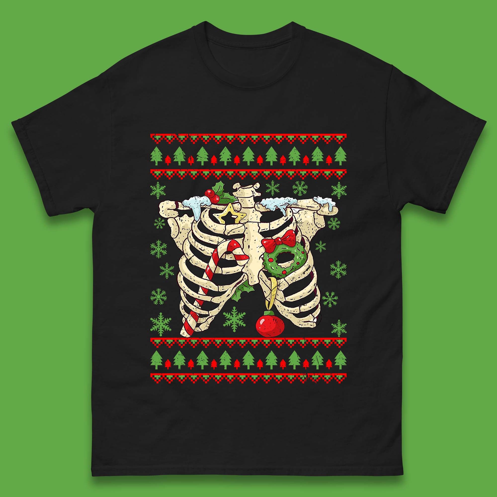 Christmas Ribs Skeleton Mens T-Shirt