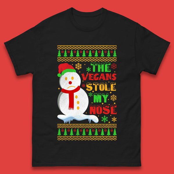 Vegan Snowman Christmas Mens T-Shirt