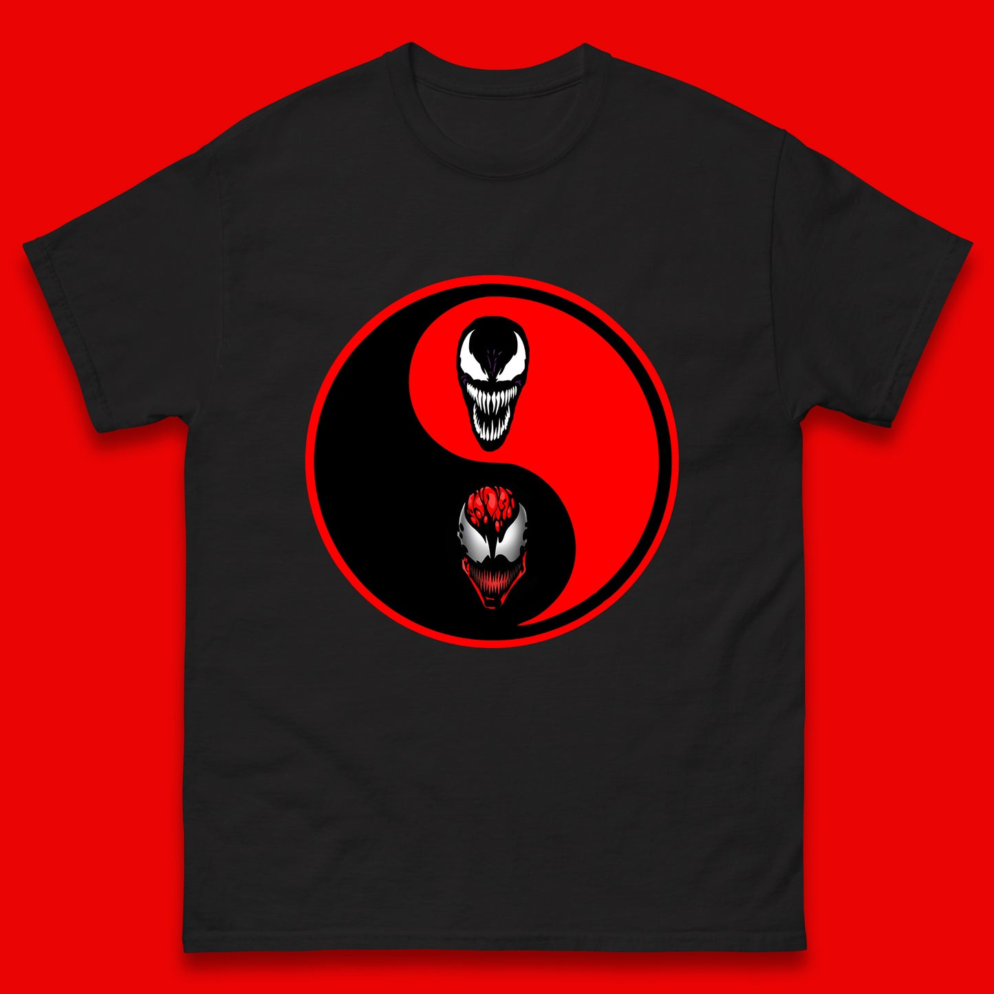 Marvel Comics Carnage And Venom Fictional Movie Character Anime Yin Yang Spoof Mens Tee Top