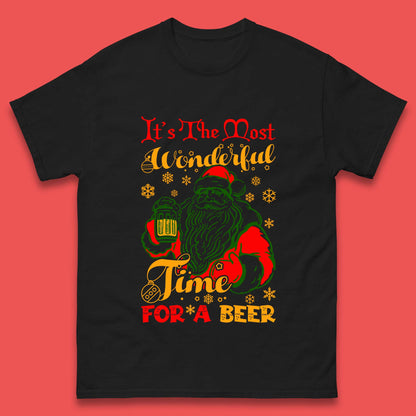 santa drinking beer t shirt