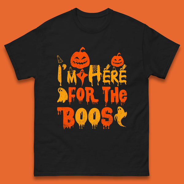 I'm Here For The Boos Halloween Pumpkin Ghost Horror Scary Mens Tee Top