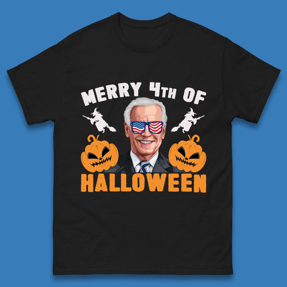 Merry 4th Of Halloween Funny Confused Joe Biden 4th Of July Mens Tee Top