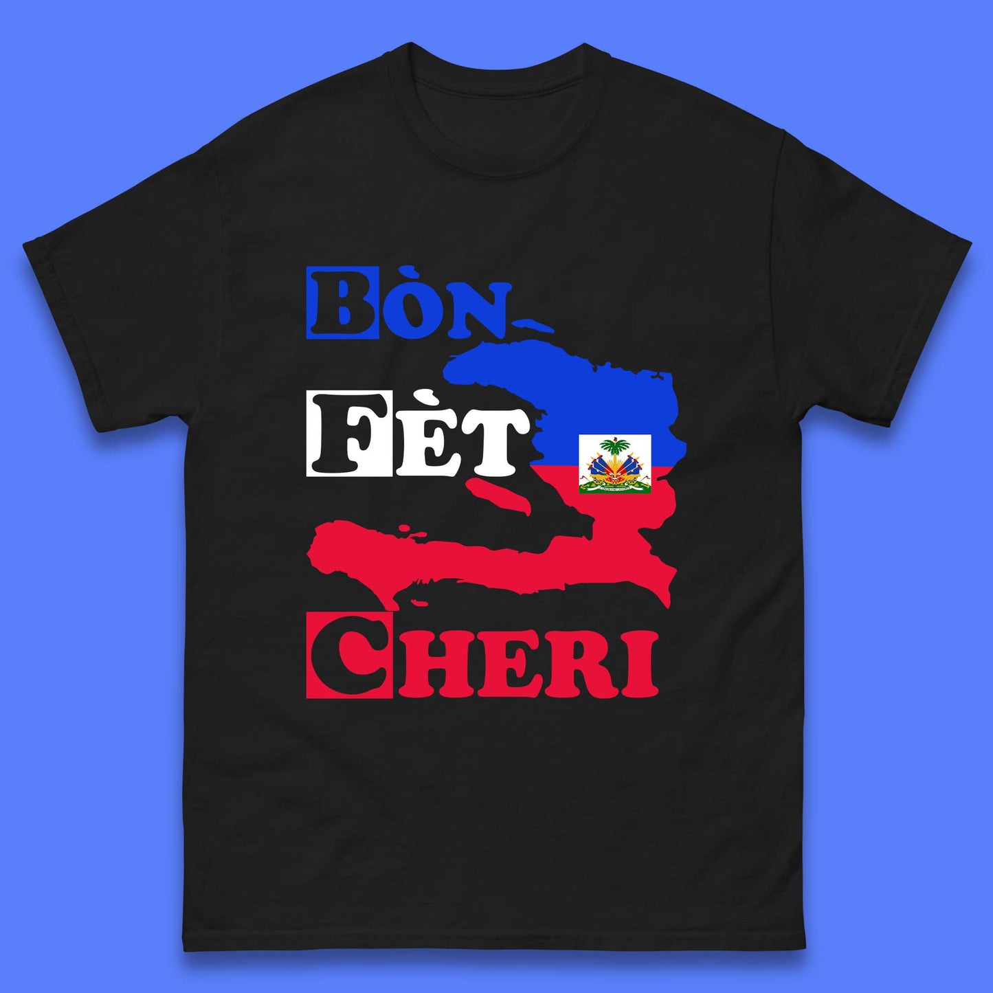 Bon Fet Cheri Haiti Map Mens T-Shirt