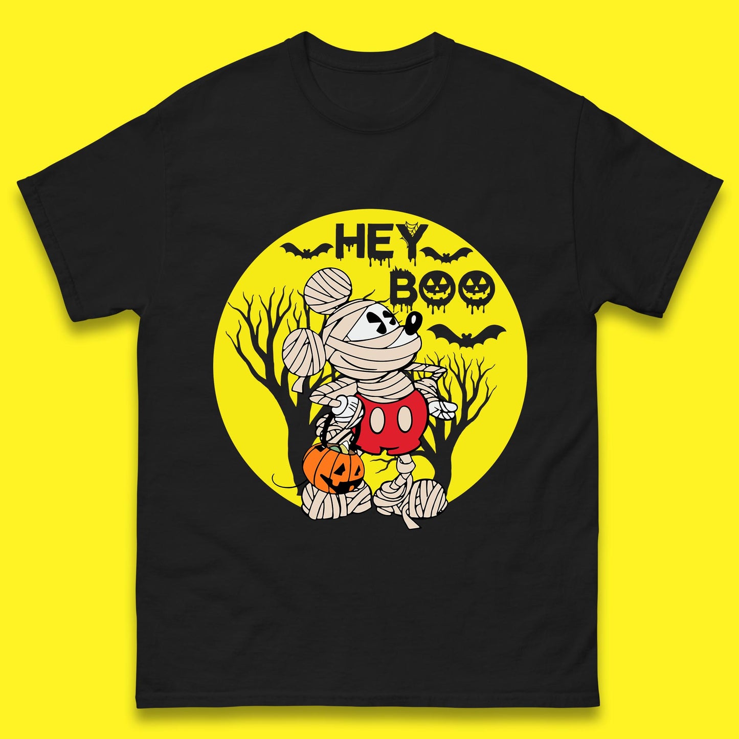 Hey Boo Disney Halloween Mickey Mouse Mummy Trick Or Treat Spooky Vibes Mens Tee Top