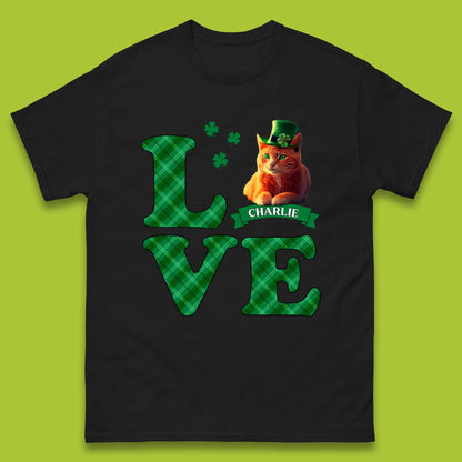 Personalised Love St. Patrick's Cat Mens T-Shirt
