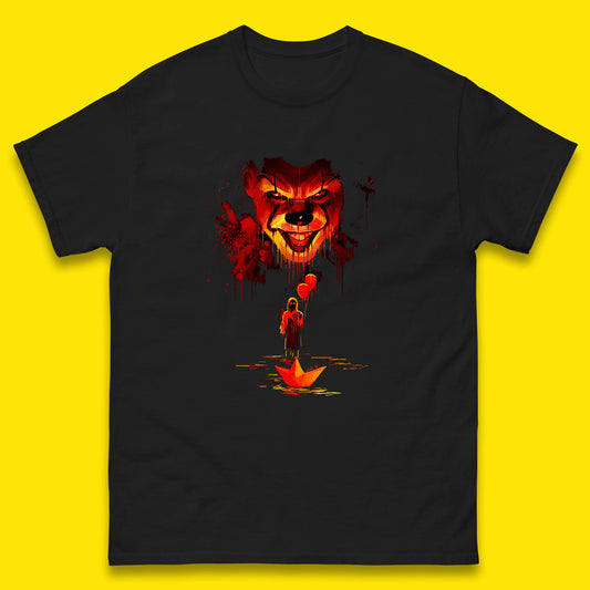 IT Clown Pennywise Halloween Horror Movie Character Serial Killer Clown Costume Mens Tee Top