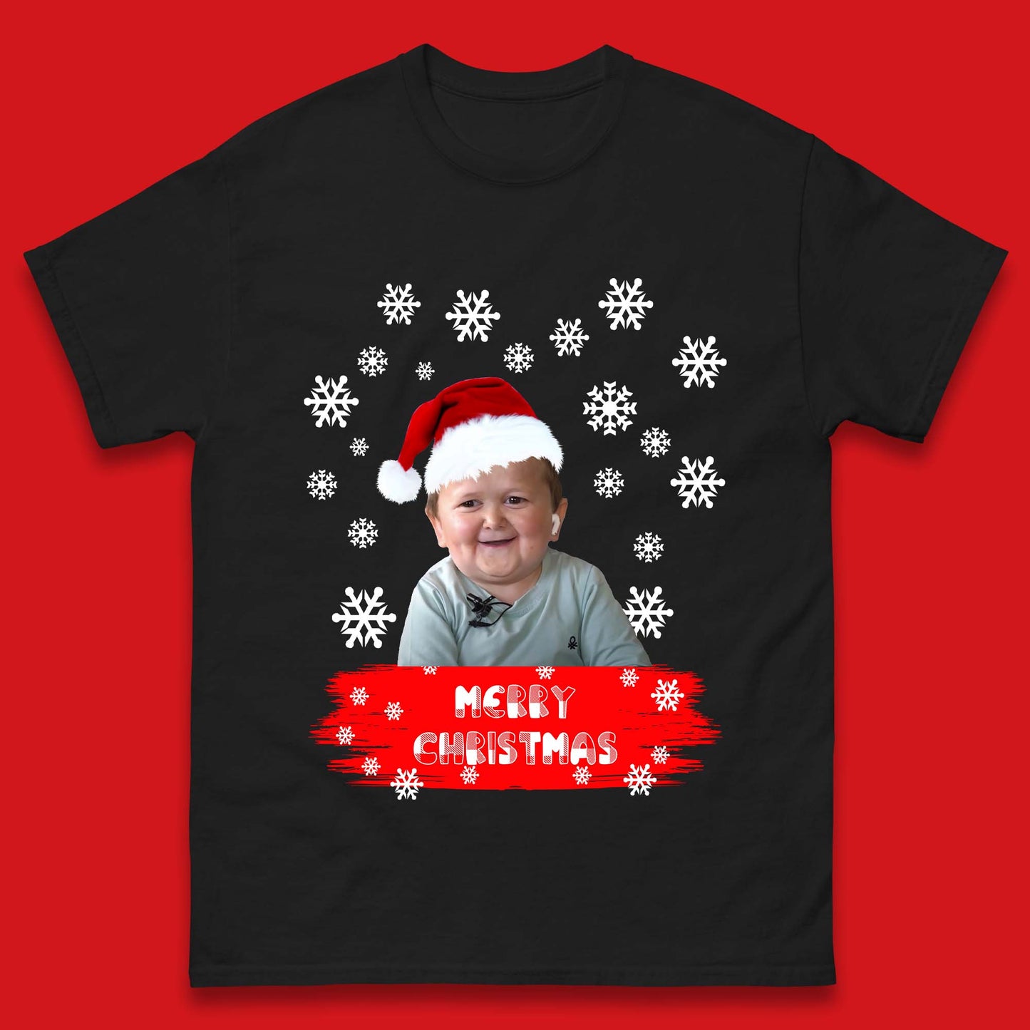 Merry Christmas Hasbulla Snowflakes Mens T-Shirt