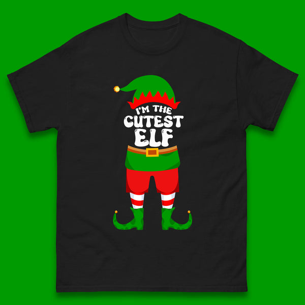 Christmas Character Elf I'm The Cutest Elf Xmas Costume Elf Wear Matching Christmas Mens Tee Top