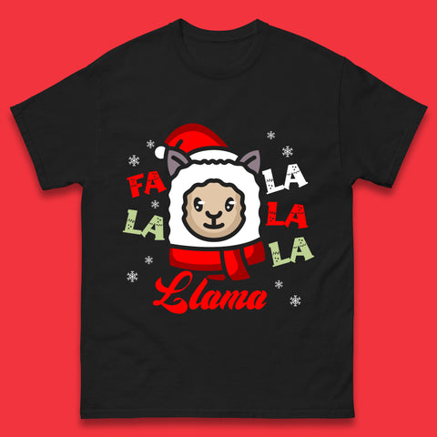 FA LA LA LA LLAMA Christmas Holiday Llama Wearing Santa Hat Xmas Mens Tee Top