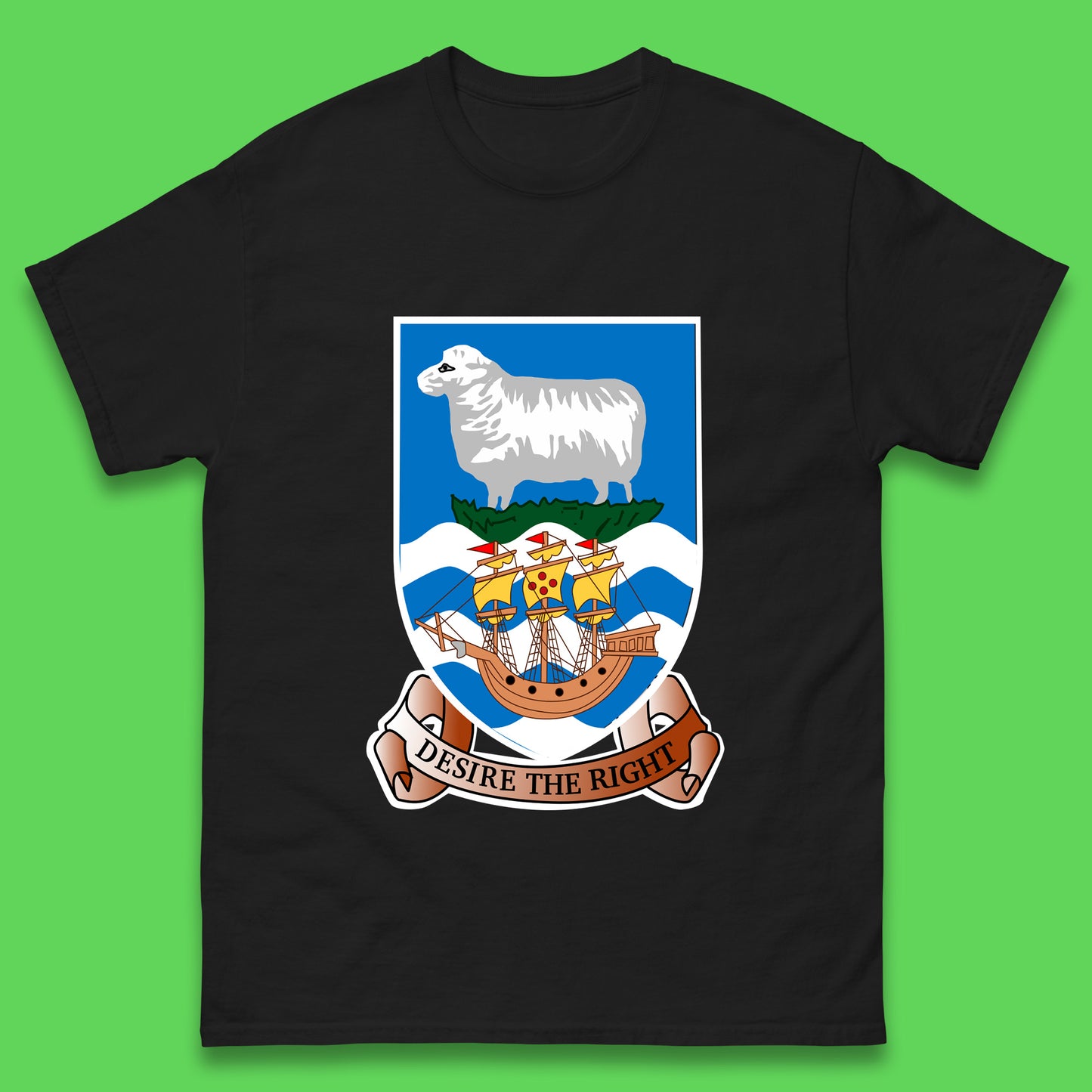 Coat Of Arms Of The British Overseas Territory Falkland Islands Coat Of Arms Of The Falkland Islands Flag Mens Tee Top