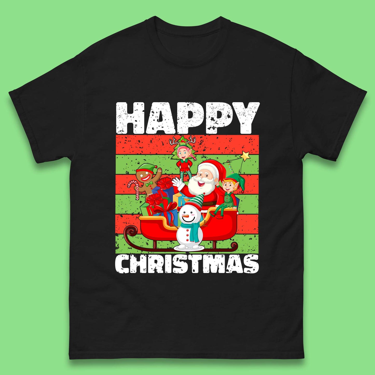 santa and friends on sleigh christmas t shirt