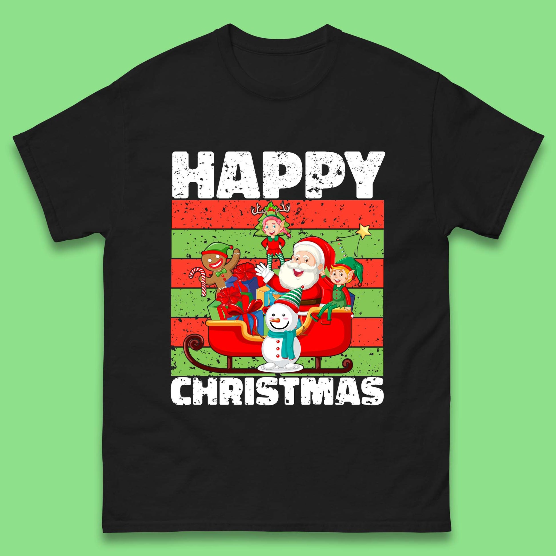 santa and friends on sleigh christmas t shirt