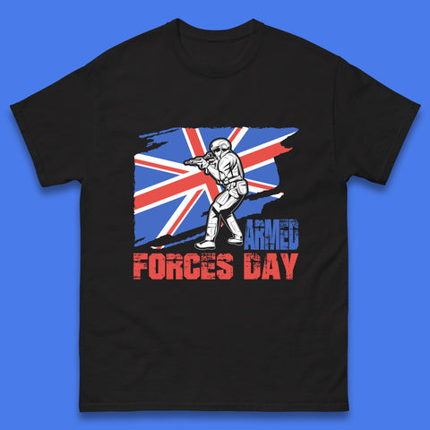 British Armed Forces Day British Veteran Day UK Flag Anzac Day Lest We Forget Mens Tee Top