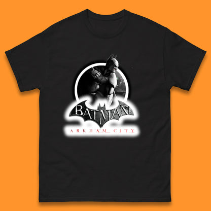 Batman Arkham City Action Adventure Game Batman Basic Logo DC Comics Superhero Gamer Mens Tee Top