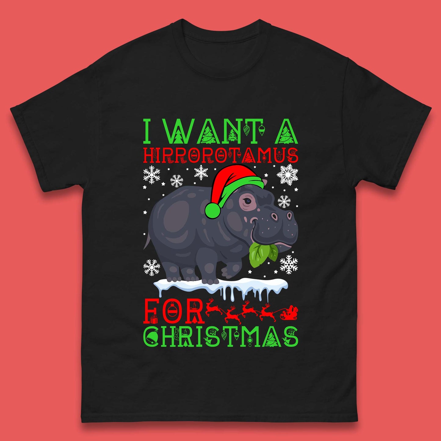 I Want A Hippopotamus For Christmas Mens T-Shirt