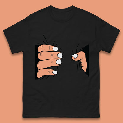 Crushing Handshake Big Hand Squeezing Funny Hand Grabbing Photographic Mens Tee Top
