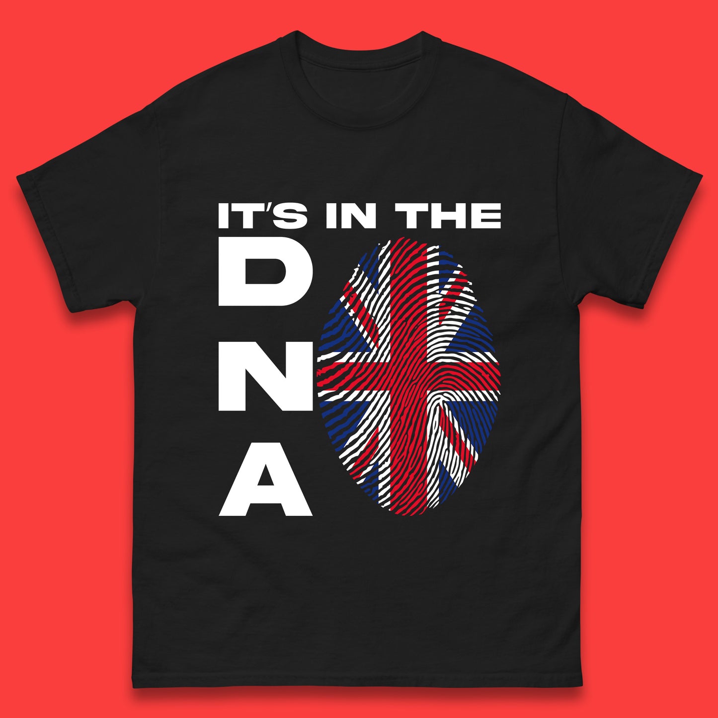 It's In My DNA Uk Union Jack Flag Fingerprint United Kingdom London Souvenirs British Flag Mens Tee Top