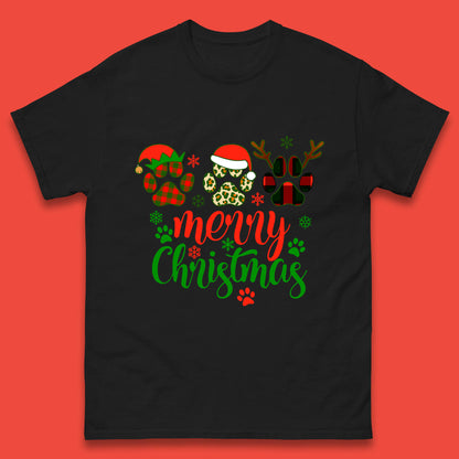 dog & cat paws christmas t shirt
