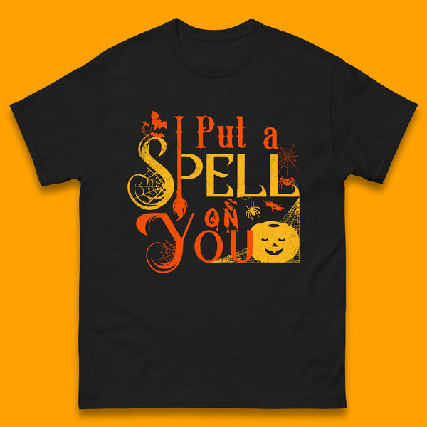 I Put a Spell on You Witch Broom Horror Spooky Scary Halloween Costume Mens Tee Top