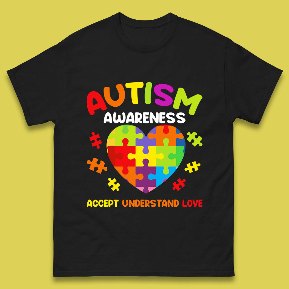Autism Awareness Accept Understand Love Puzzle Heart Autism Support Mens Tee Top