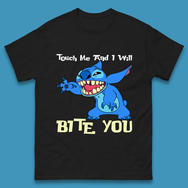 Touch Me And I Will Bite You Disney Stitch Angry Lilo & Stitch Cartoon Character Ohana Stitch Lover Mens Tee Top